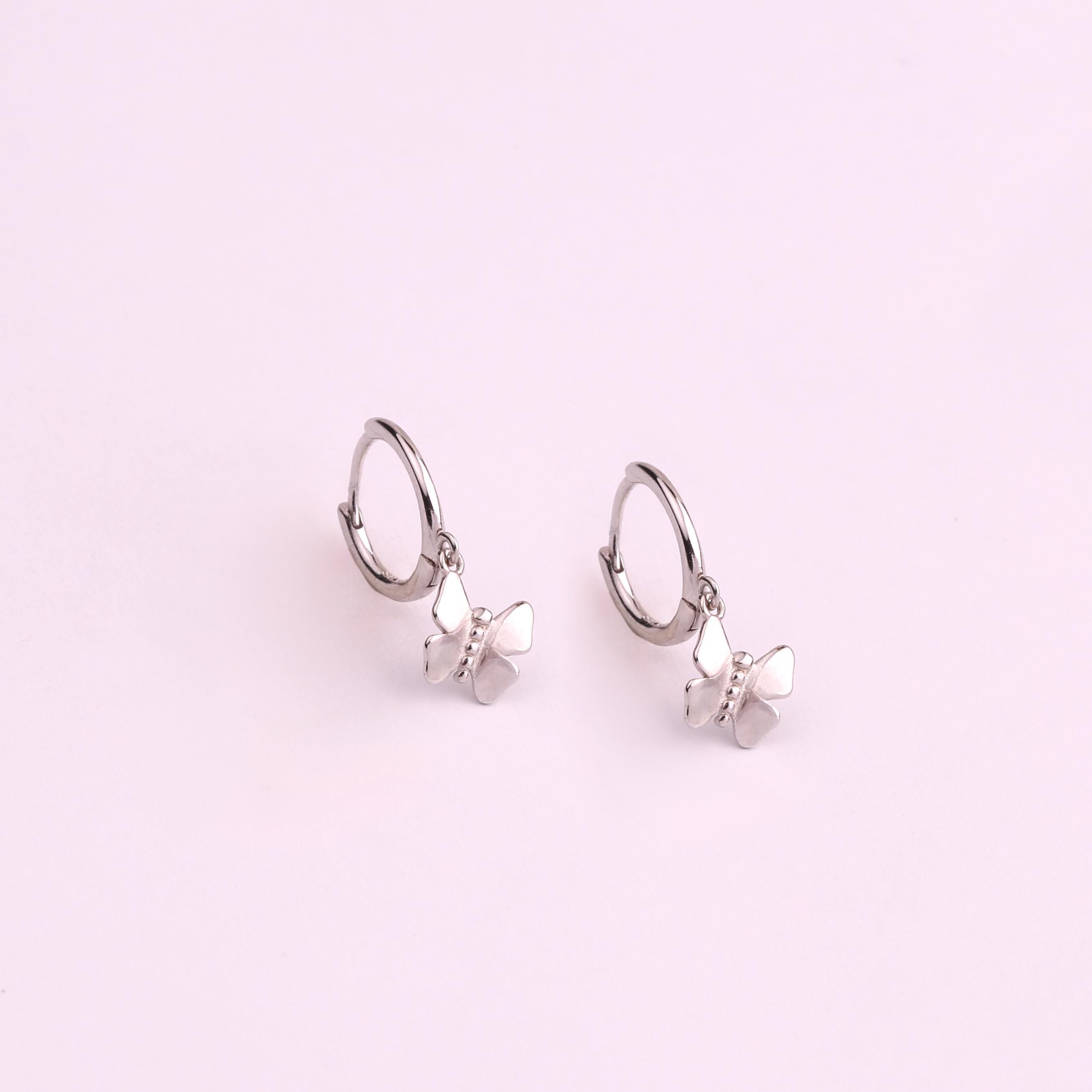 Butterfly Charm Hoop Earrings