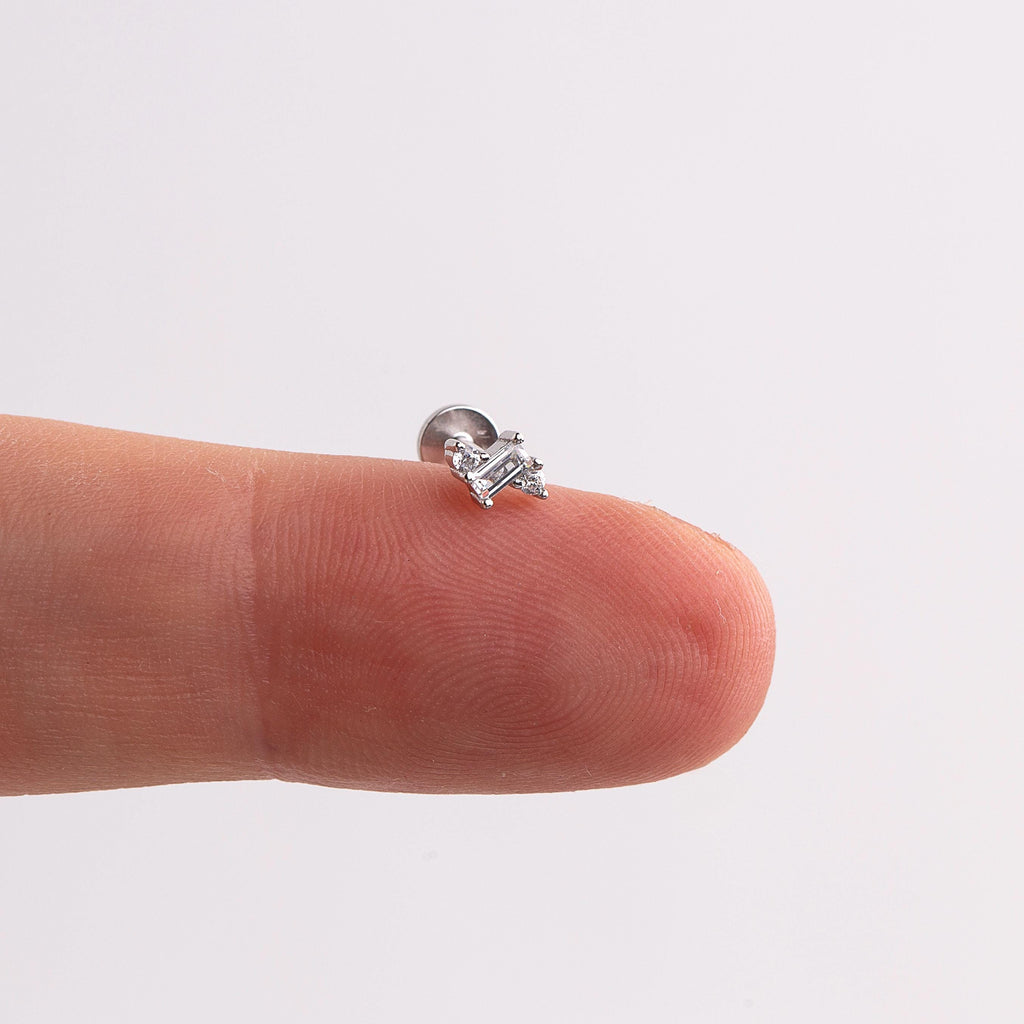 Three CZ Flat Back Stud