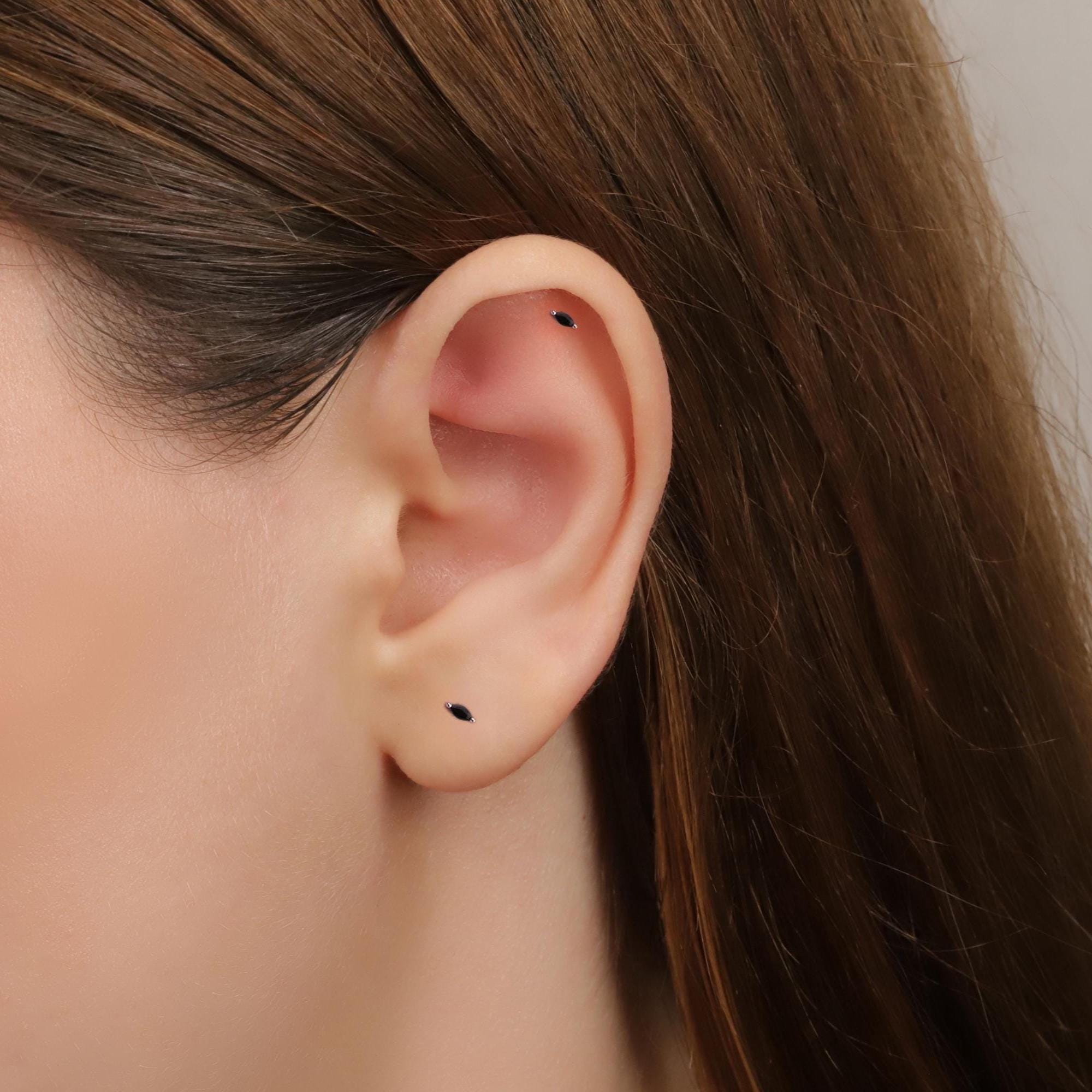 Black Marquise Flat Back Stud