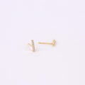 Gold CZ Bar Stud Earrings