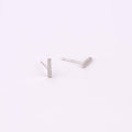 Sterling Silver Pave CZ Bar Stud Earrings