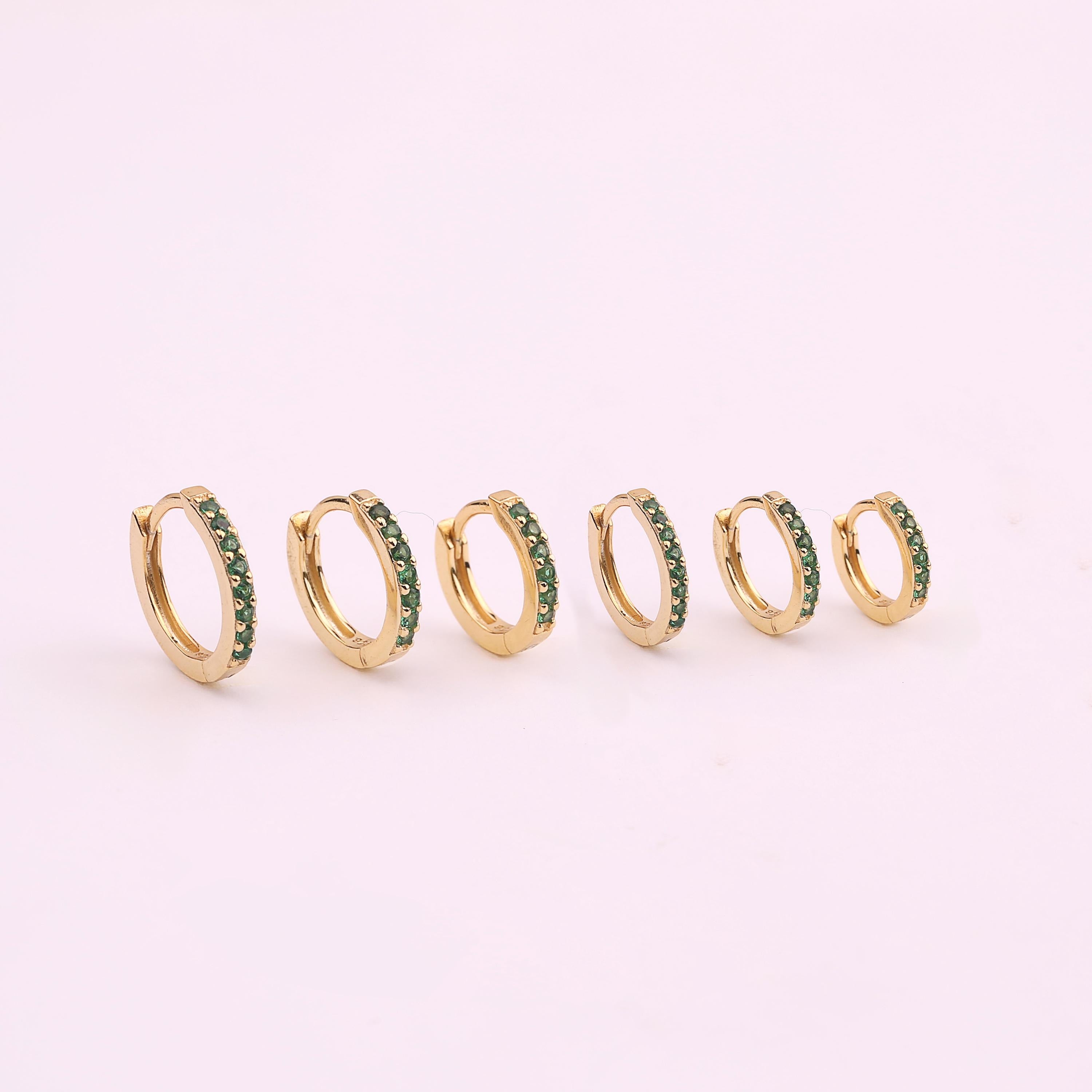 Emerald Green Huggie Hoop Earrings