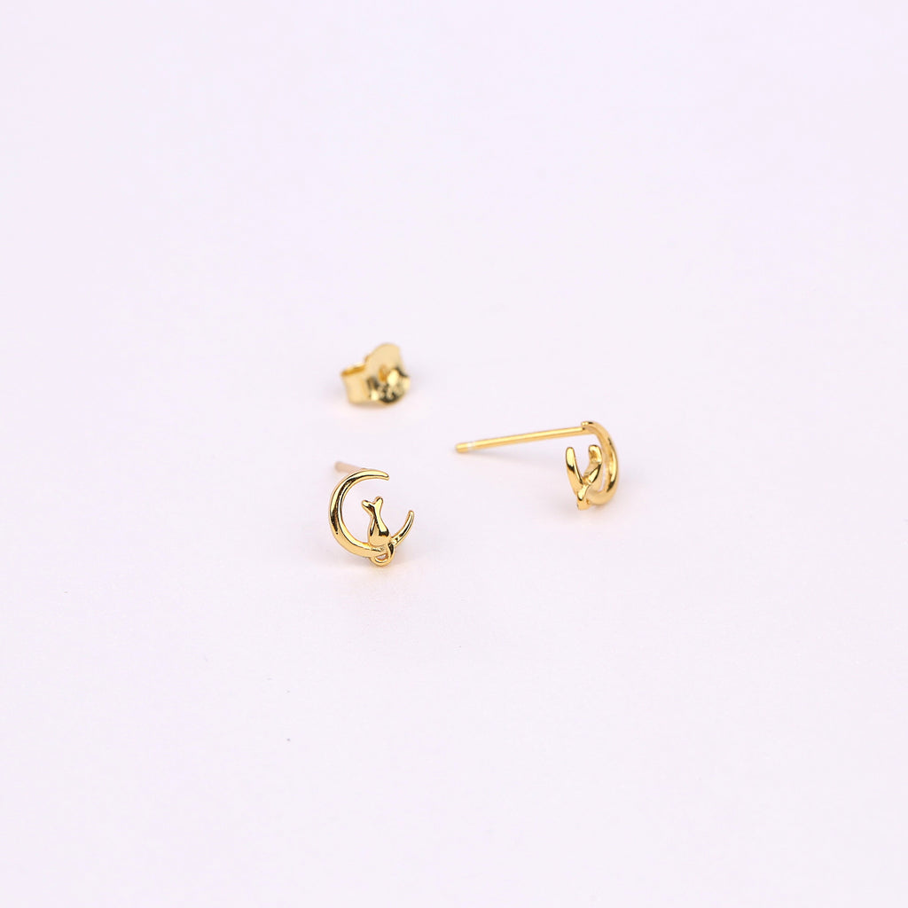Cat Stud Earrings, Tiny Cat Earrings 6mm