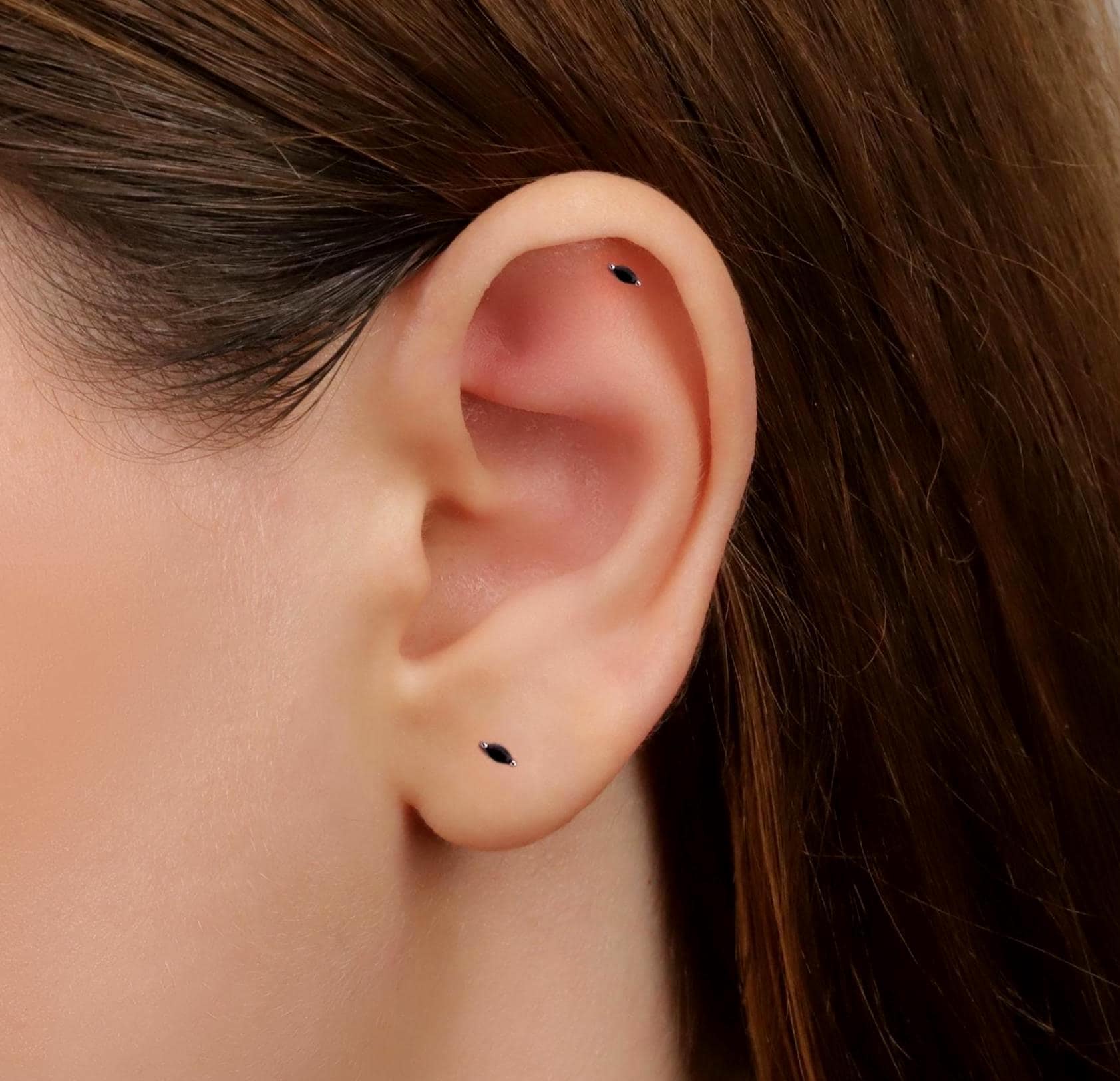 Tiny Black Marquise Cartilage Stud