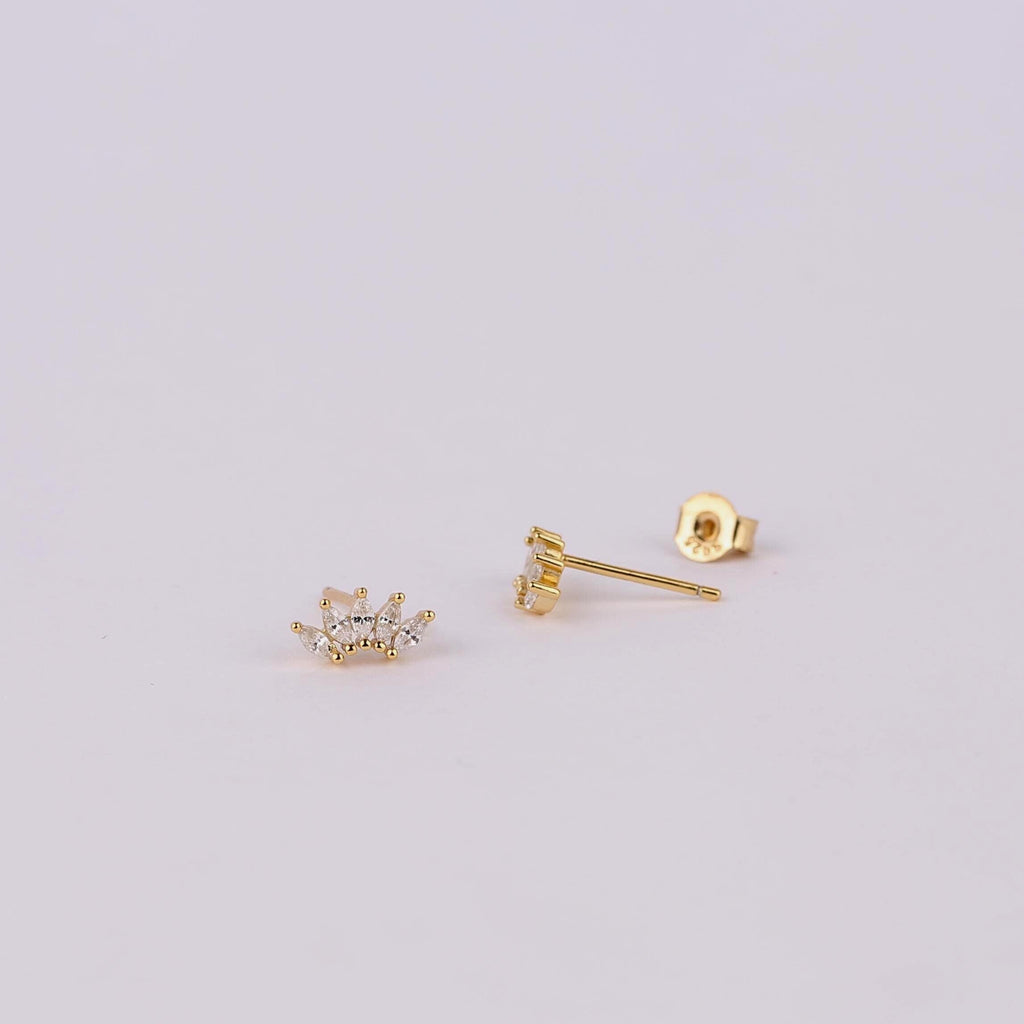 Marquise Fan Crown Stud Earrings