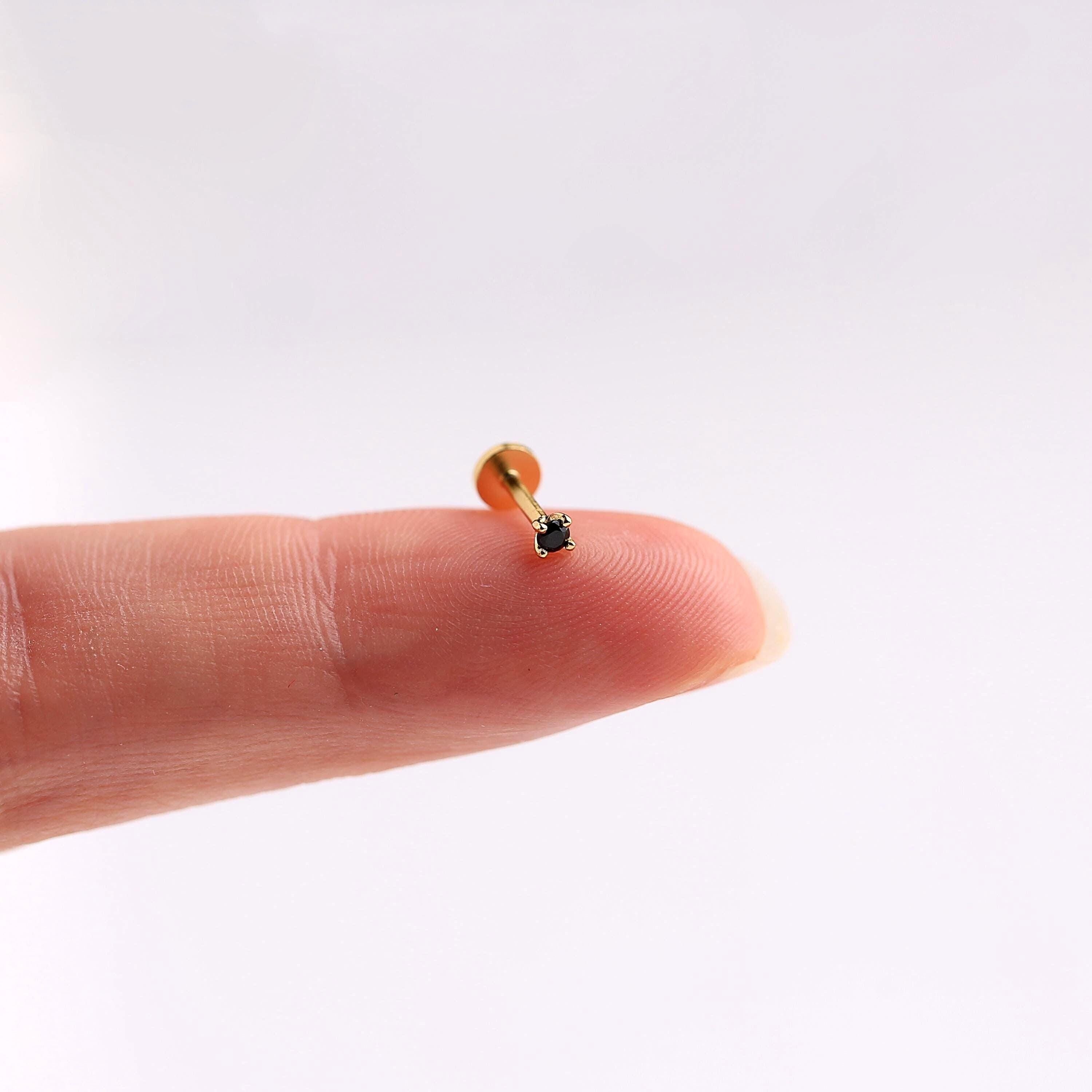 18G Black Stone Flat Back Stud