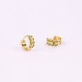 Emerald Green CZ Olive Leaf Huggie Hoop Earrings