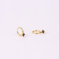 Dangle Black Flower Hoop Earrings in Sterling Silver