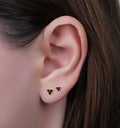 Black Stone Flower Stud Earrings for Women