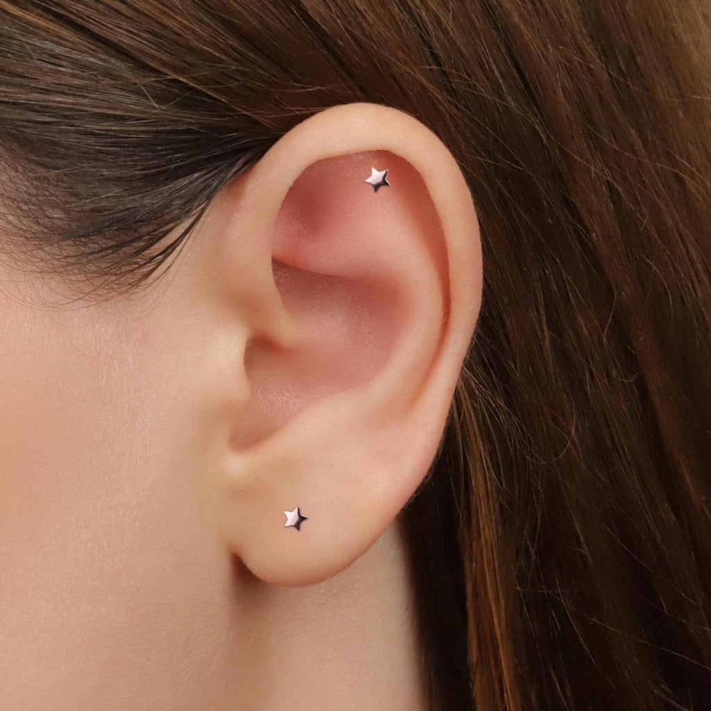 18G Tiny Mini Star Threadless Push Pin Flat Back Stud Earring