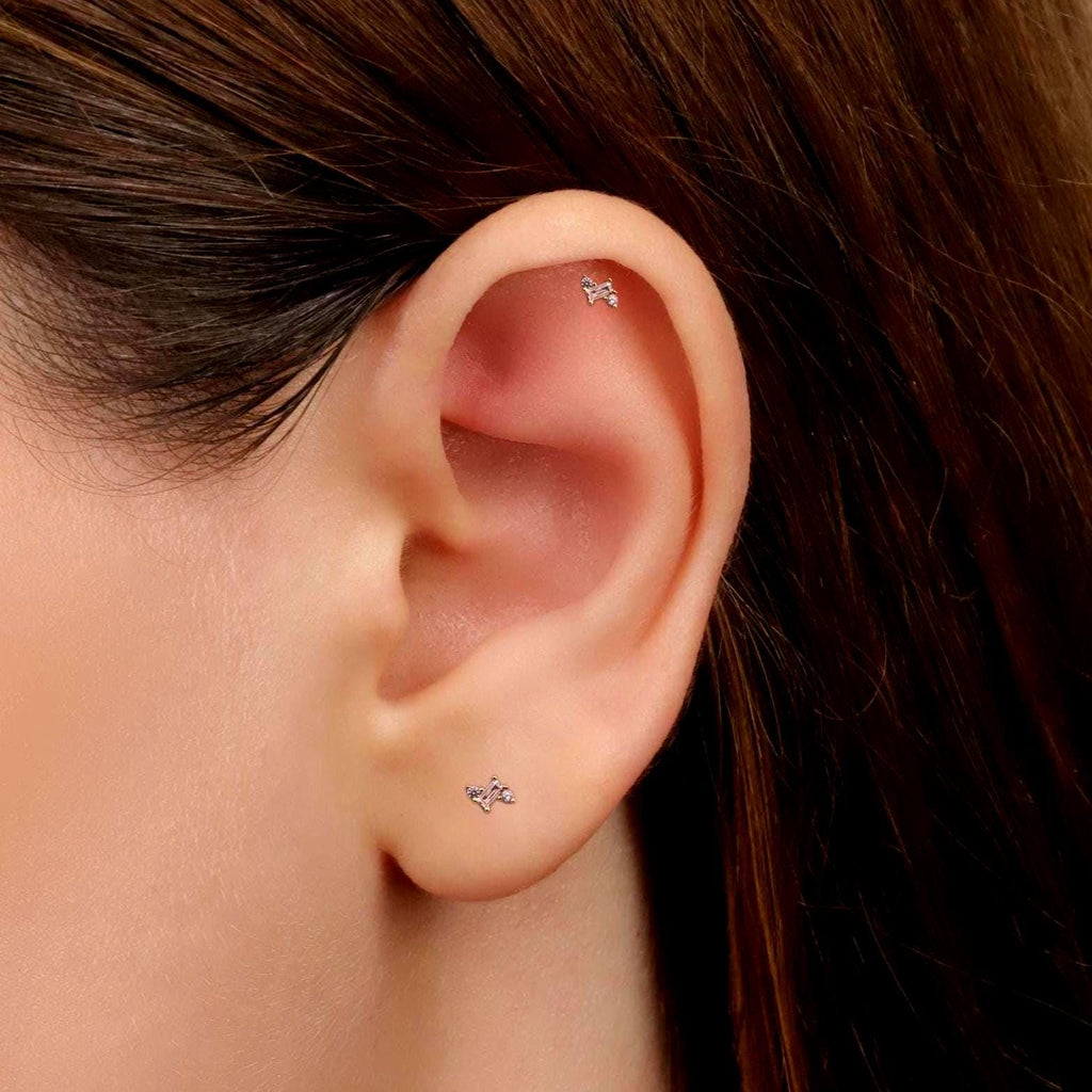 Three CZ Flat Back Stud