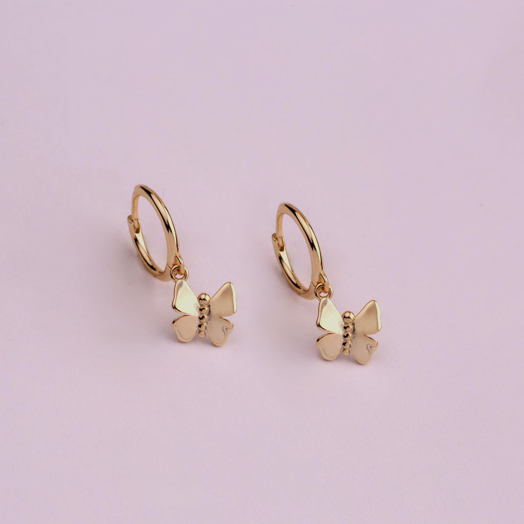 Butterfly Charm Hoop Earrings