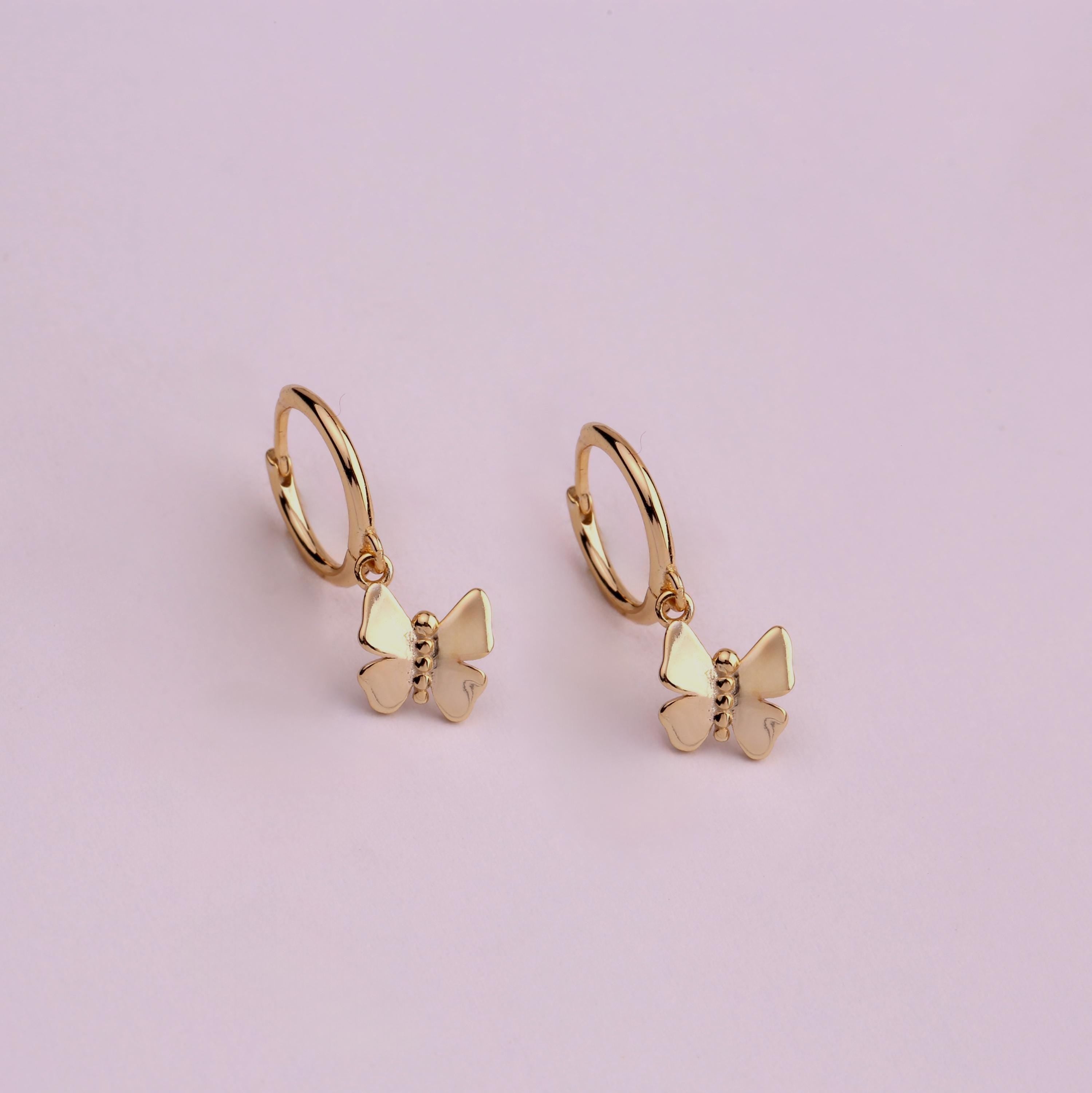 Butterfly Charm Hoop Earrings