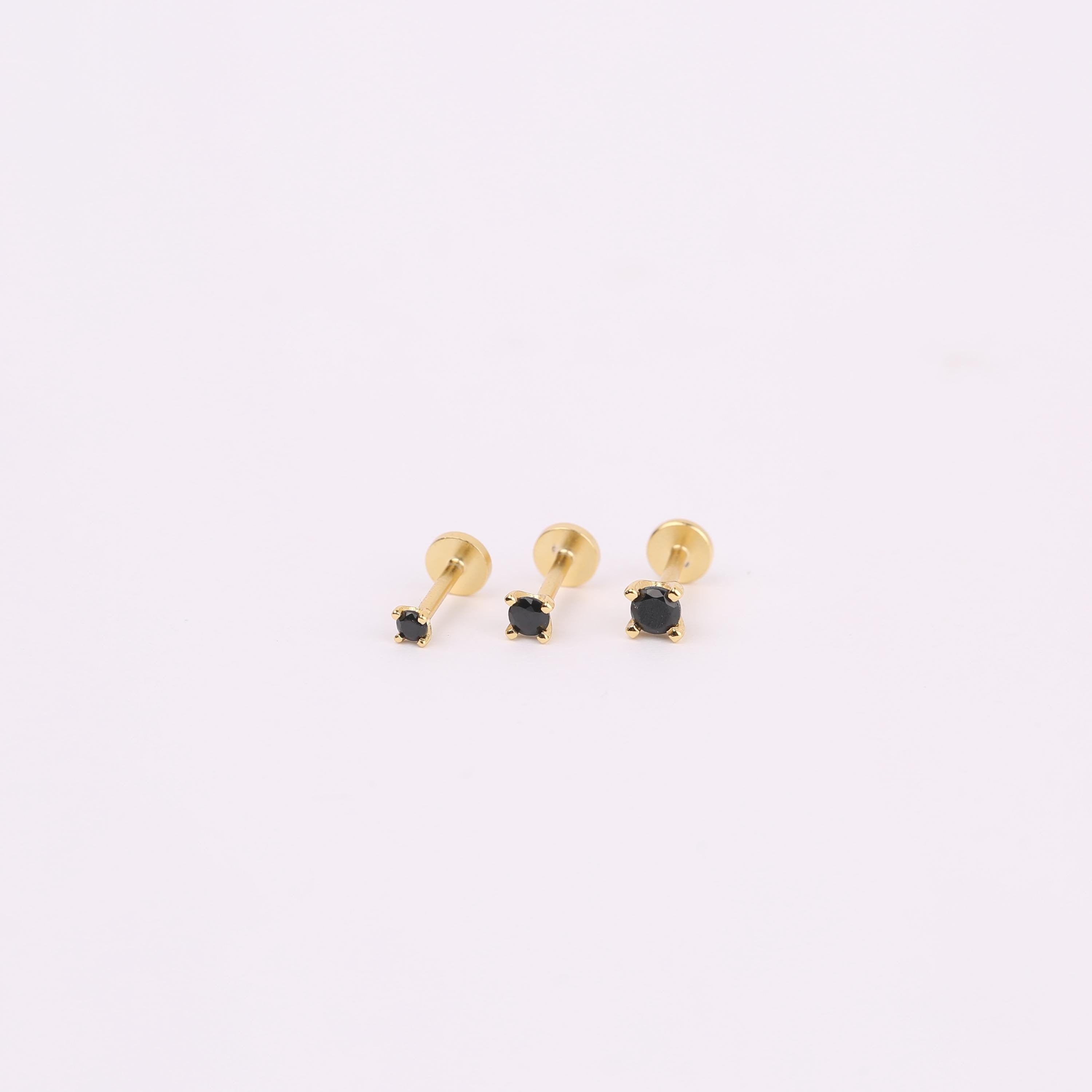 18G Black Stone Flat Back Stud
