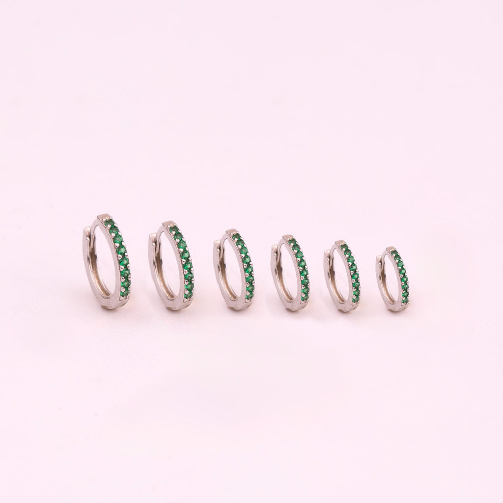 Emerald Green Huggie Hoop Earrings