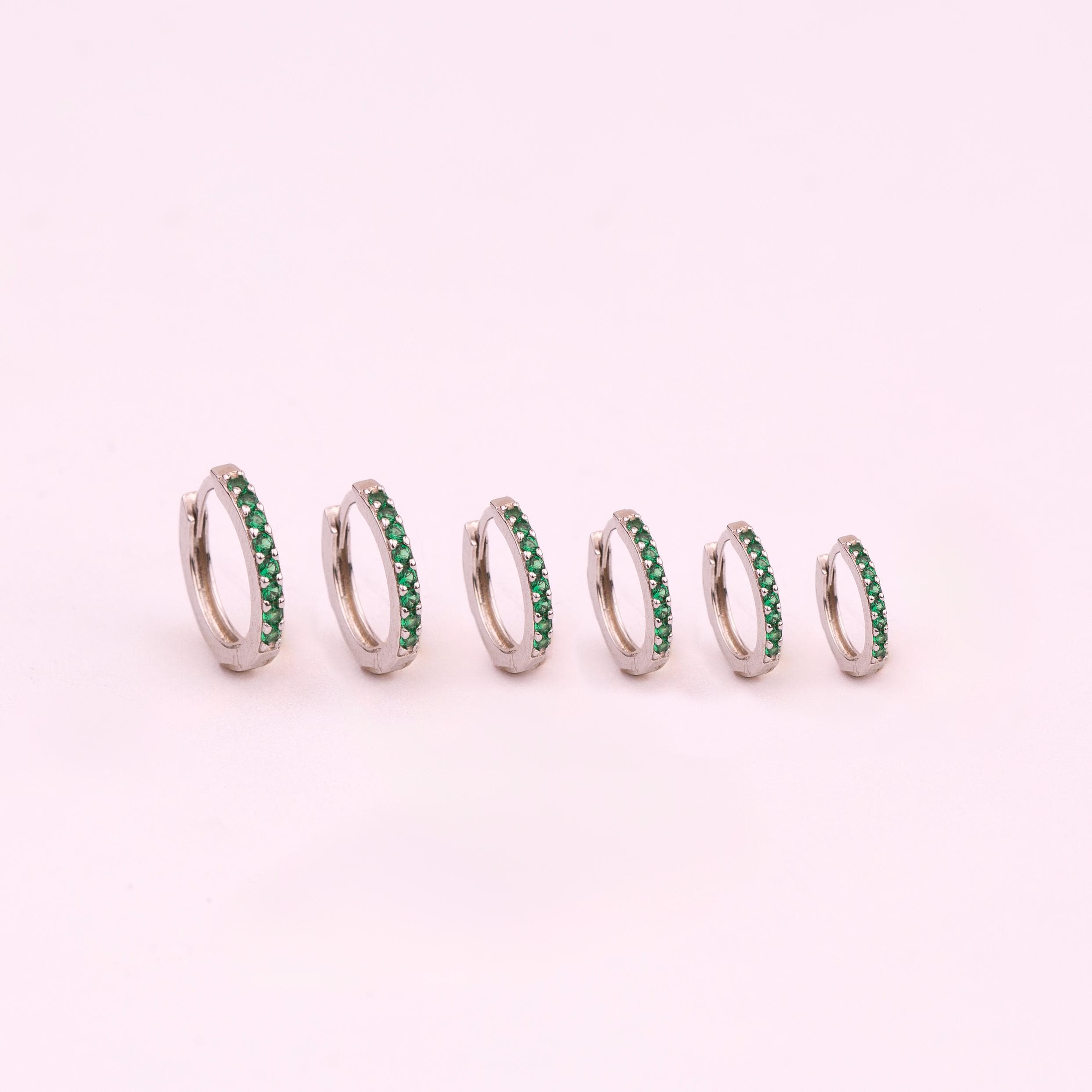 Emerald Green Huggie Hoop Earrings