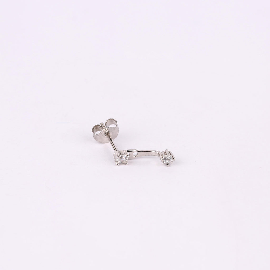 Double CZ Diamond Ear Jacket Stud Earrings