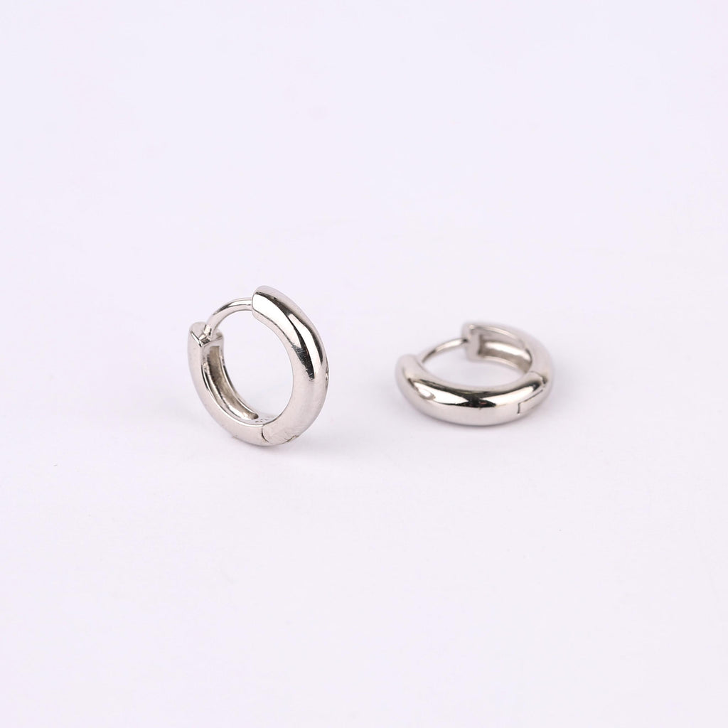 Silver Thick Huggie Hoop Earrings