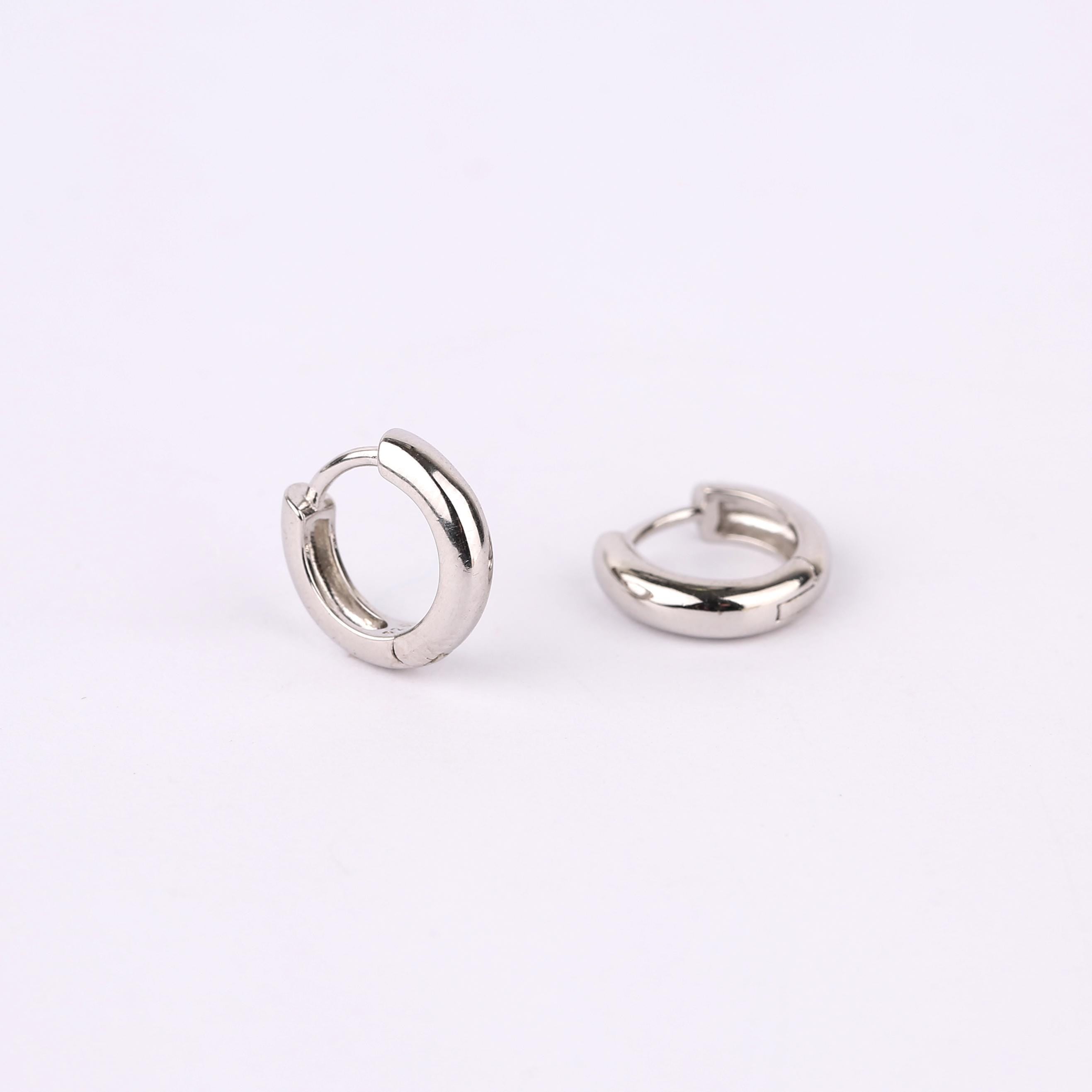 Sterling Silver Thick Huggie Hoop Earrings