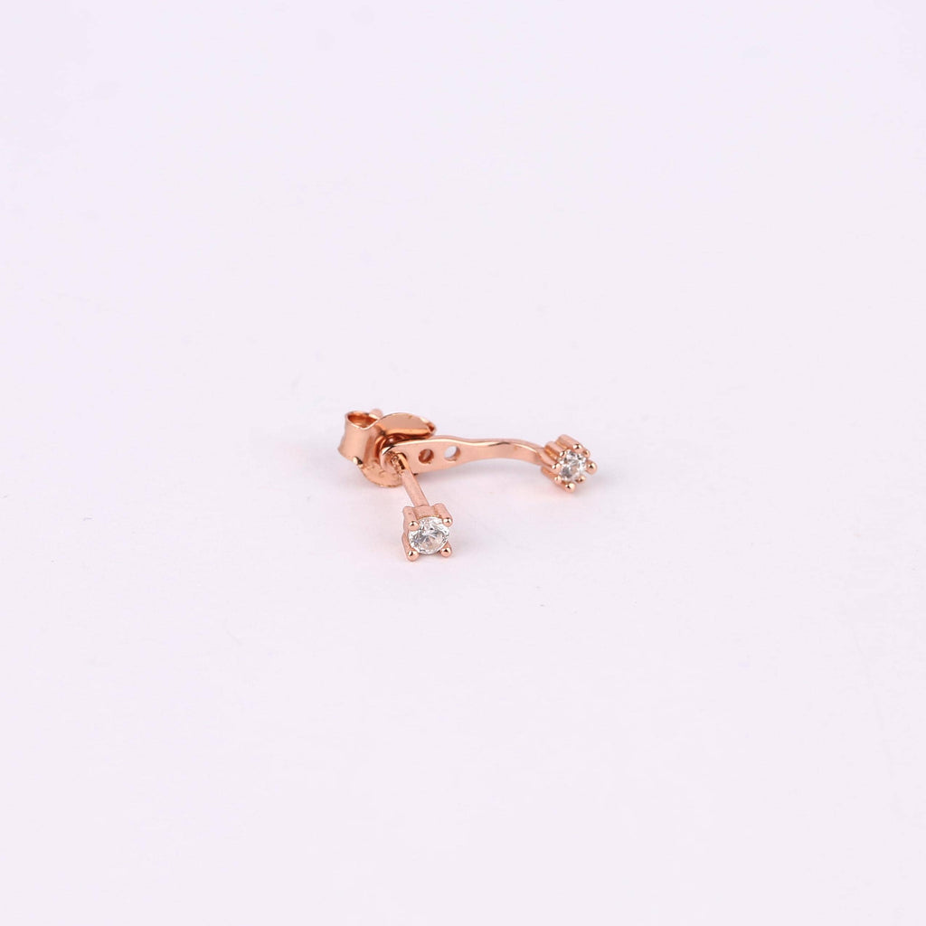Double CZ Diamond Ear Jacket Stud Earrings