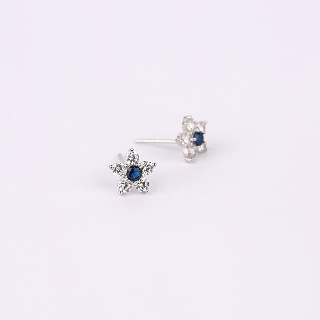 Sapphire Flower Stud Earrings