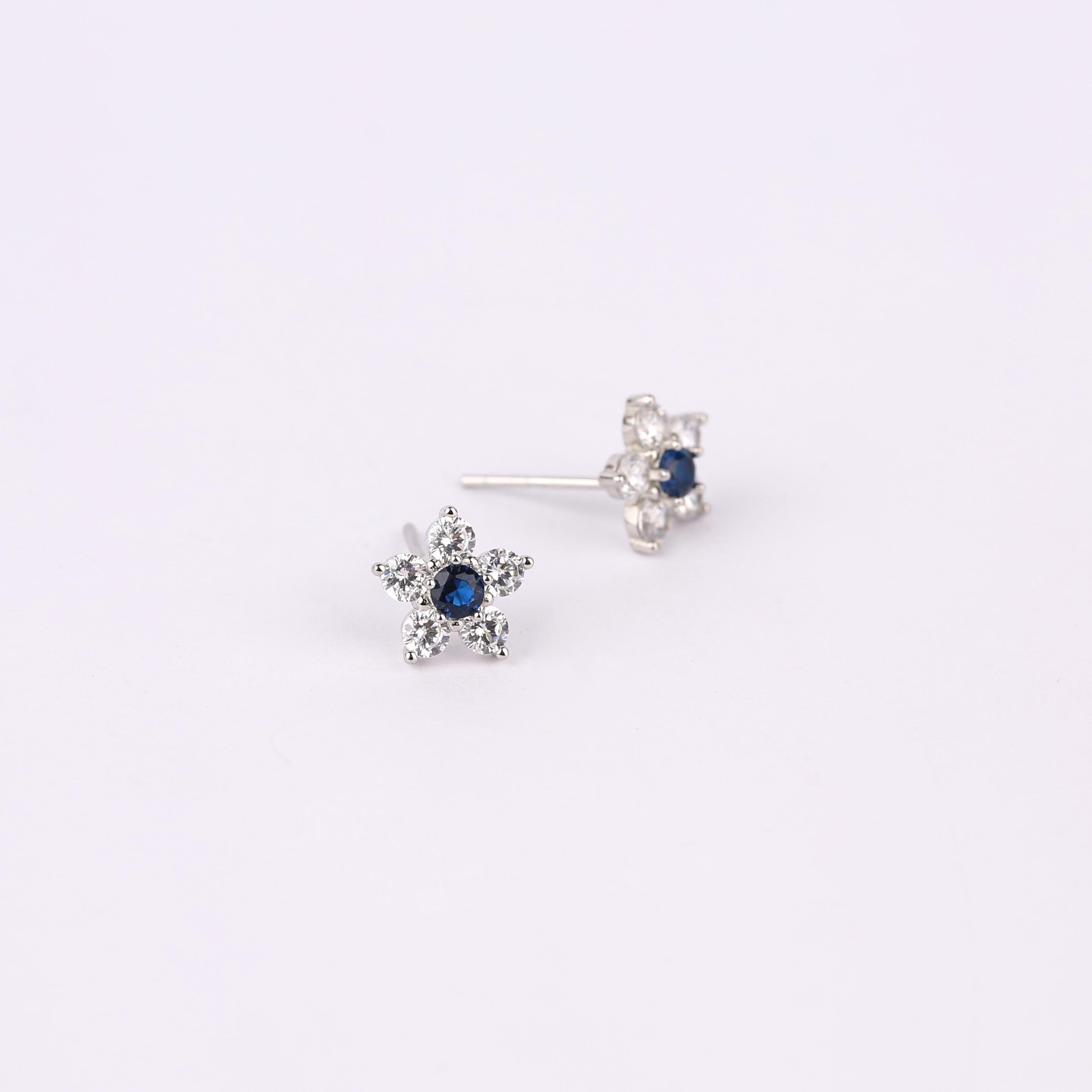 Sapphire Flower Stud Earrings