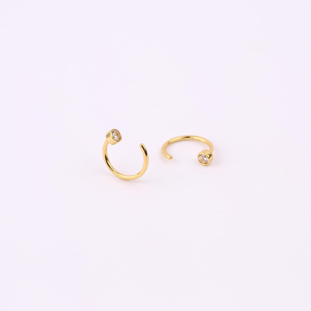 Gold Bezel Open Hoops Earrings