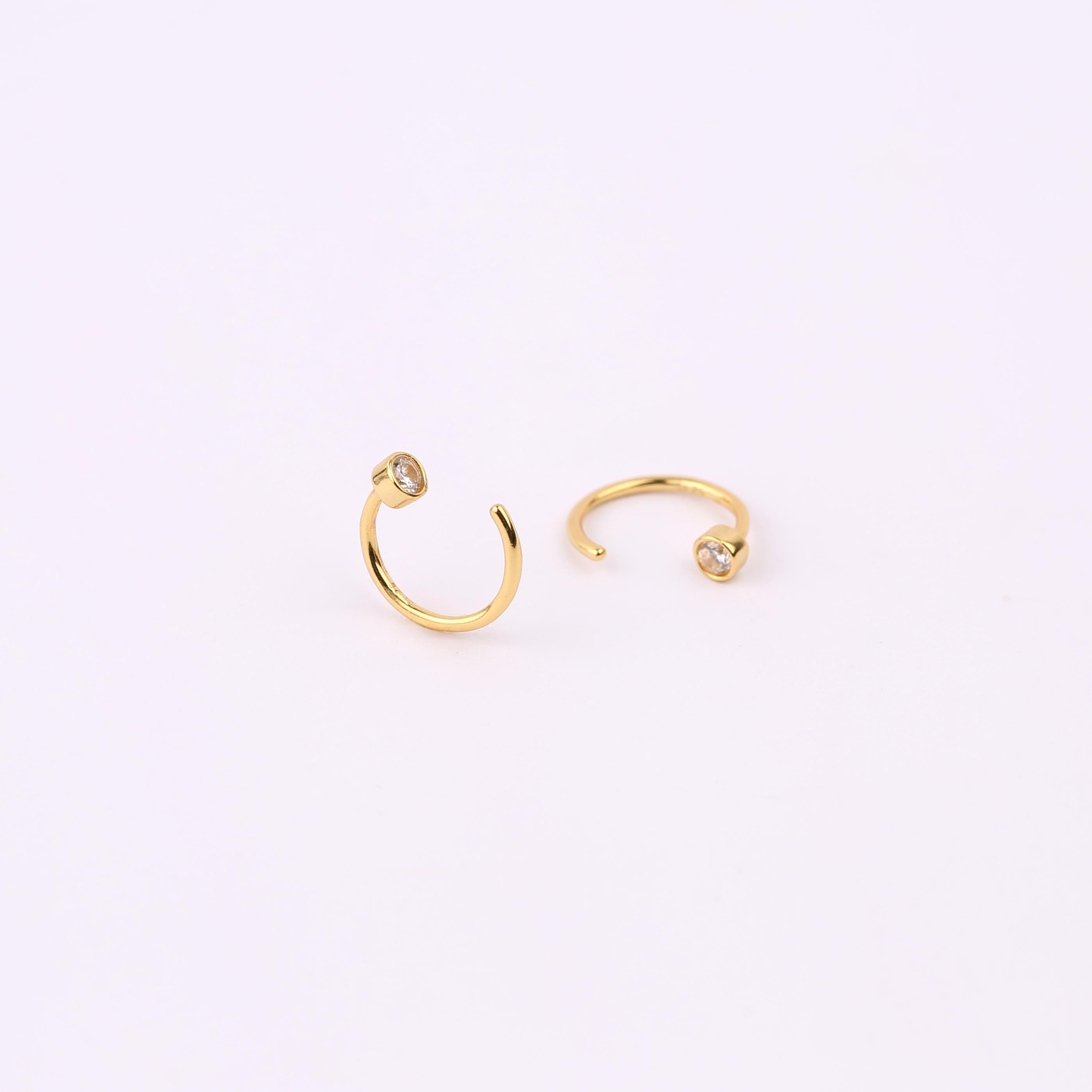 Gold Bezel Open Hoops Earrings