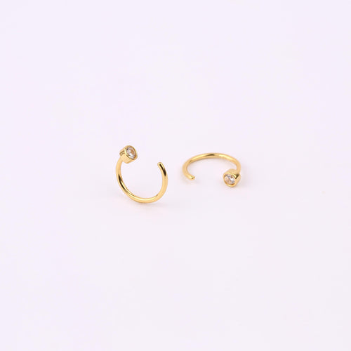 Gold Bezel Open Hoops Earrings