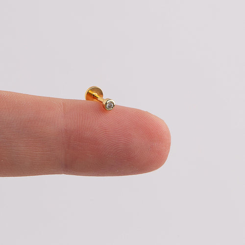 18g Bezel Cz Threadless Push Pin Labret Stud