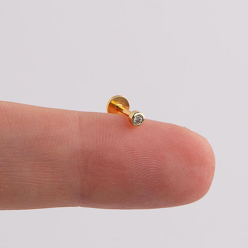 18g Tiny Bezel Threadless Push Pin Labret Flat Back Stud