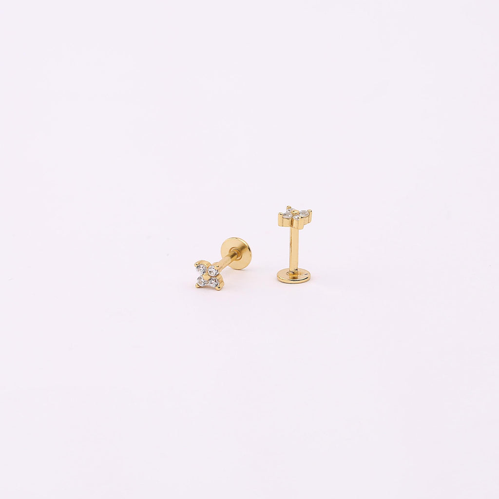 Sterling Silver Tiny Flower Earrings Set