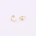 Gold Backless Diamond Open Hoop Earrings