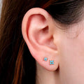 Tiny Turquoise Flower Stud Earrings