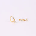 Tiny Sterling Silver Dangle Flower Charm Hoop Earrings