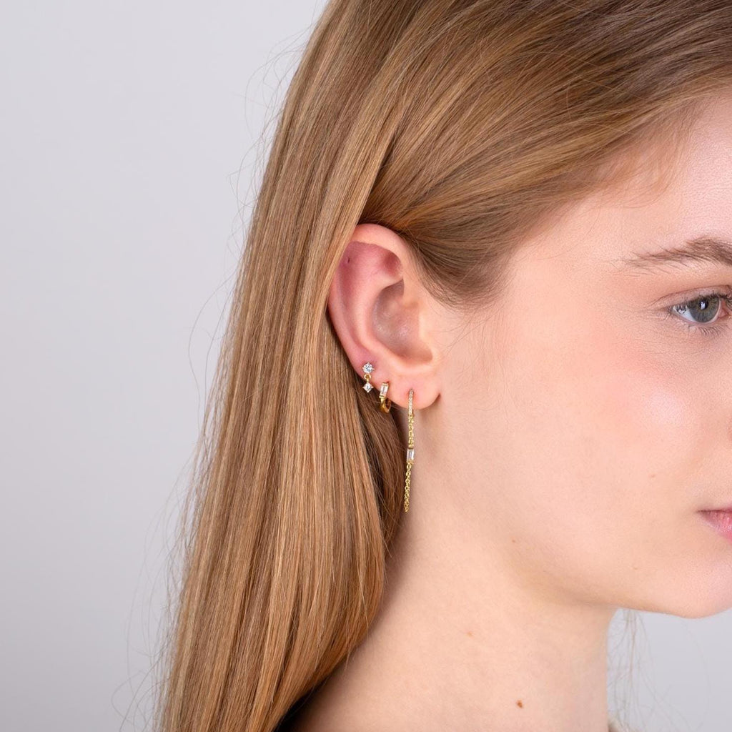 18G Diamond CZ Dangle Threadless Push Pin Flat Back Labret