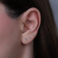 Tiny Gold Flower CZ Stud Earrings