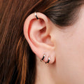 Tiny Square Edge Gold Huggie Hoop Earrings