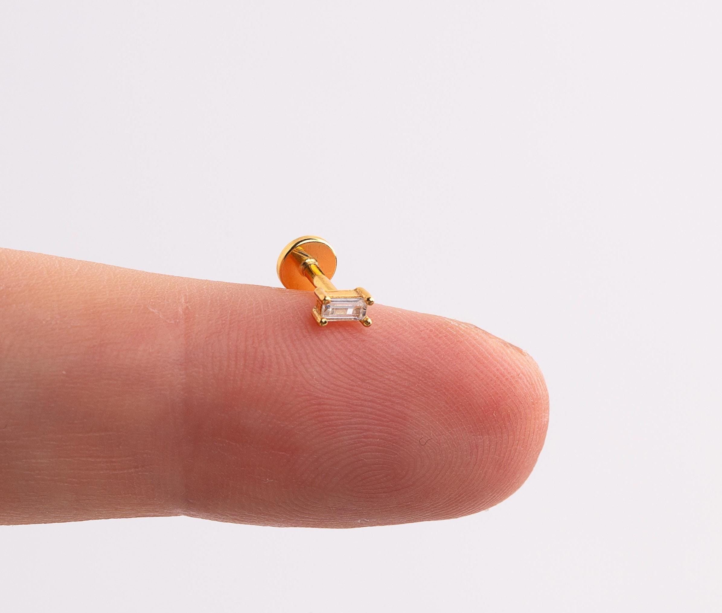 Tiny Baguette Cartilage Stud