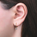 Tiny Evil Eye Charm Huggie Drop Hoop Earrings