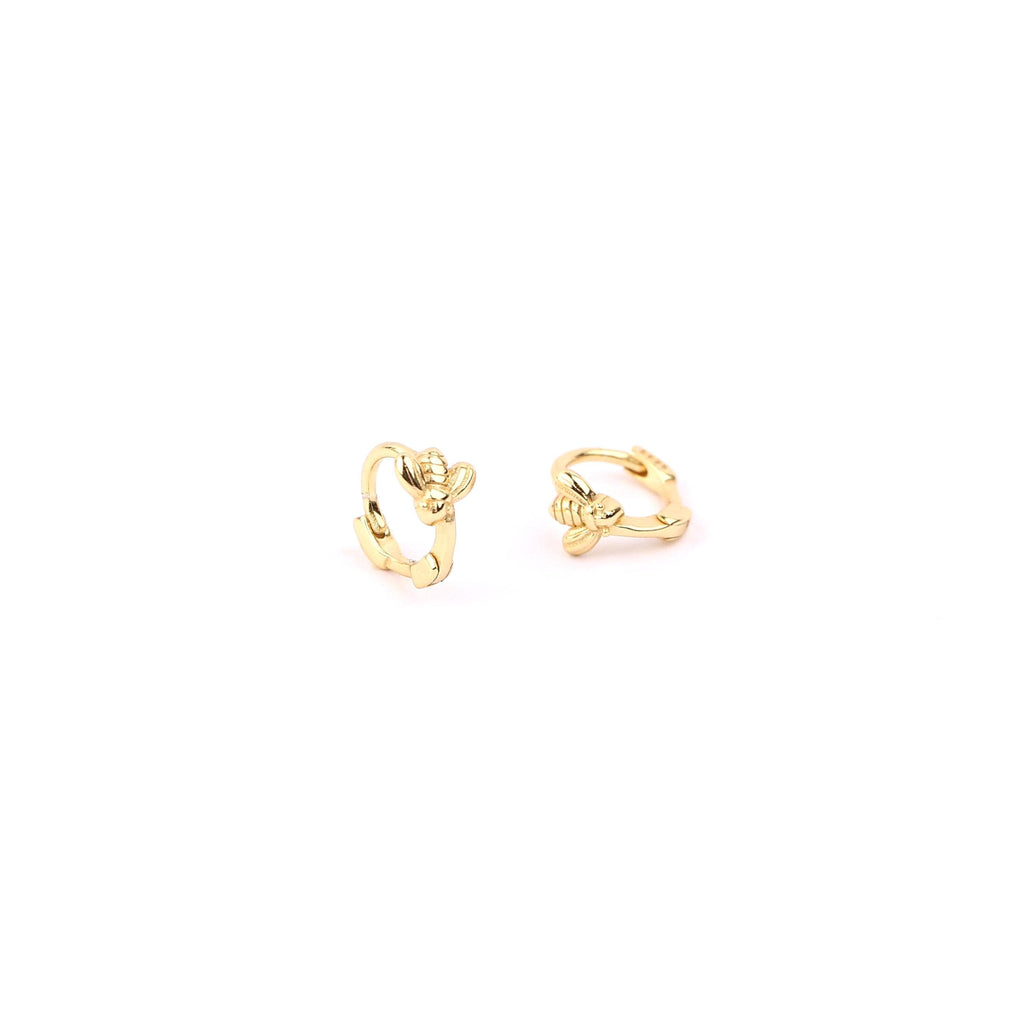 Gold Bee Huggie Hoop Earrings