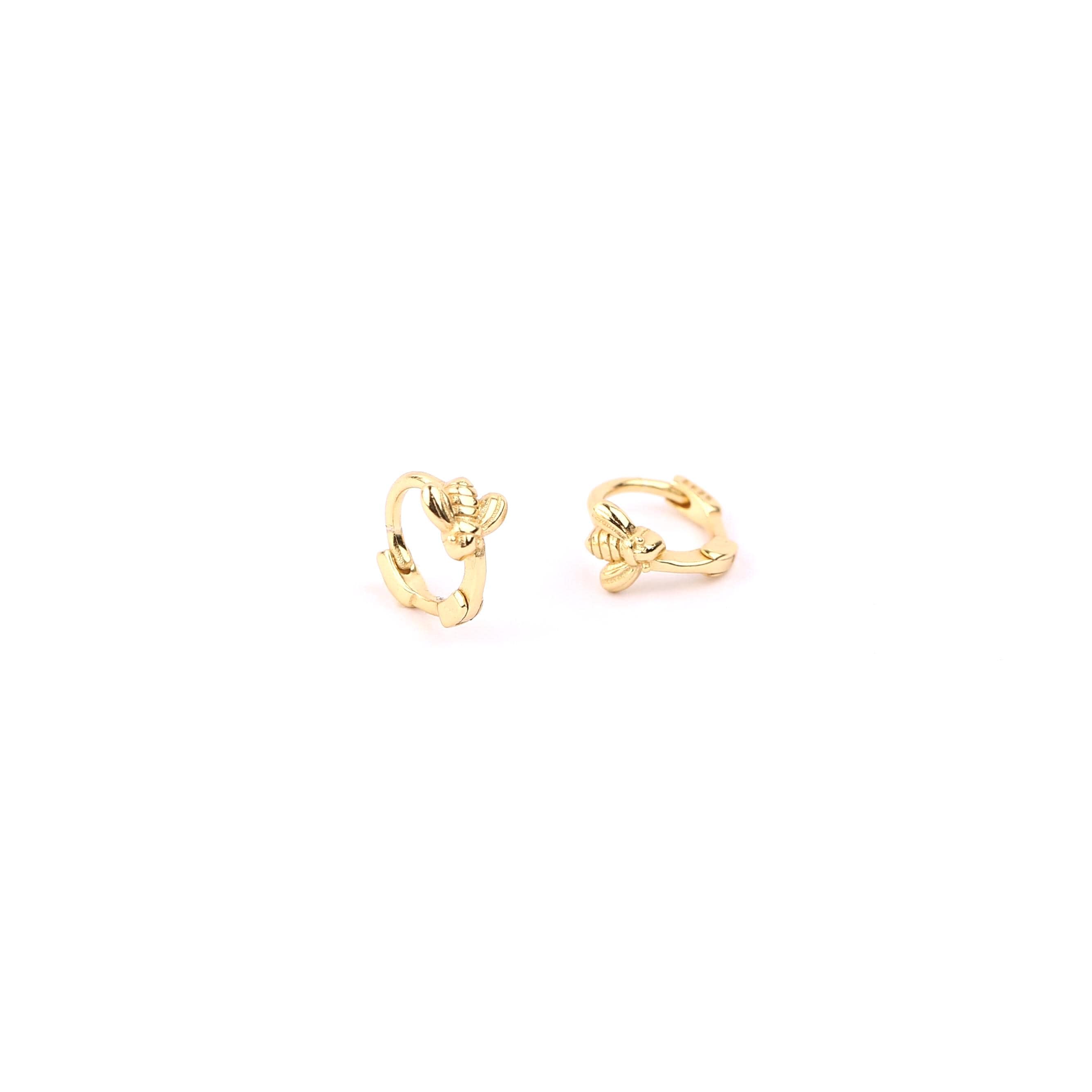 Gold Bee Huggie Hoop Earrings