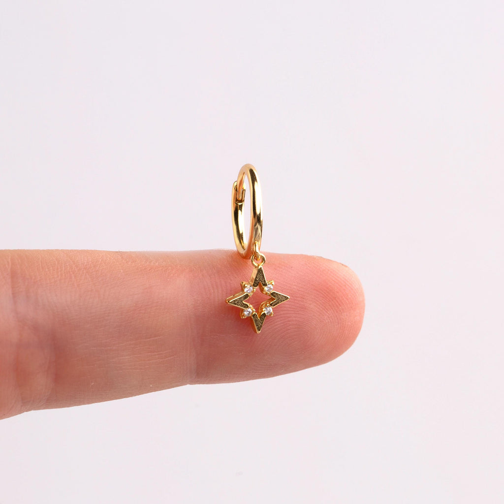 Tiny Star Dangle Hoop Earrings