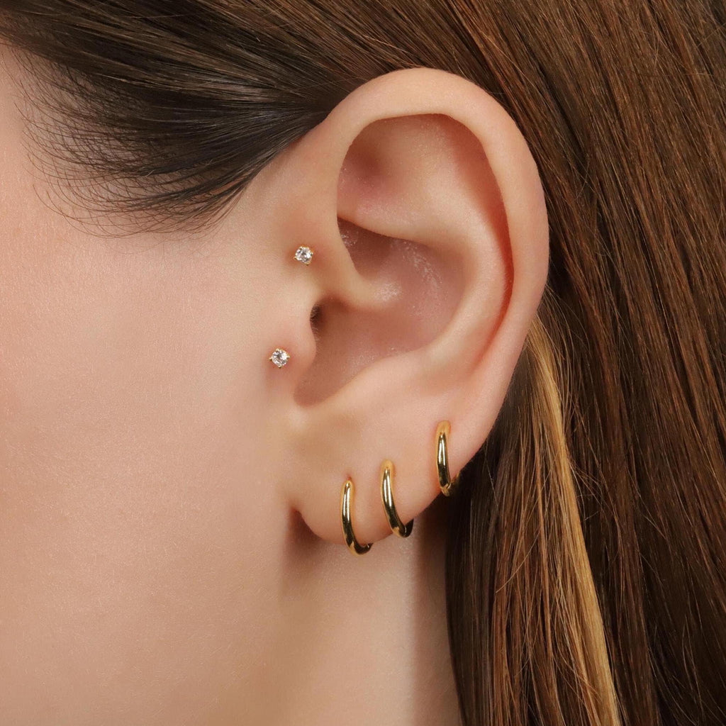Tiny Gold Huggie Hoop Earrings