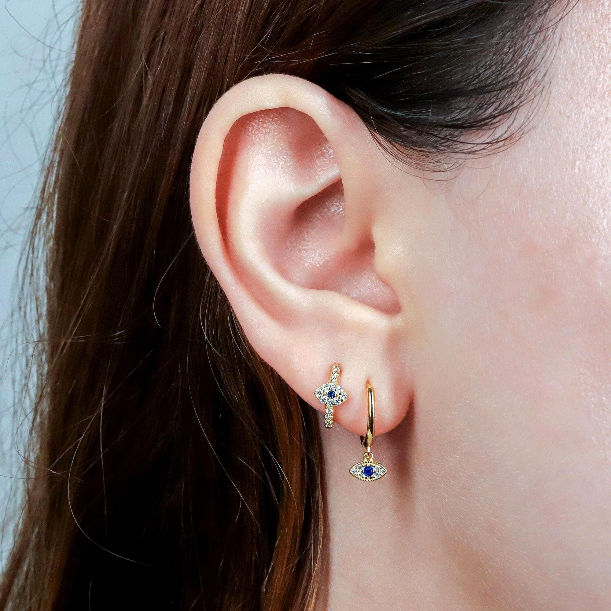 Evil Eye Hoop Earrings Set