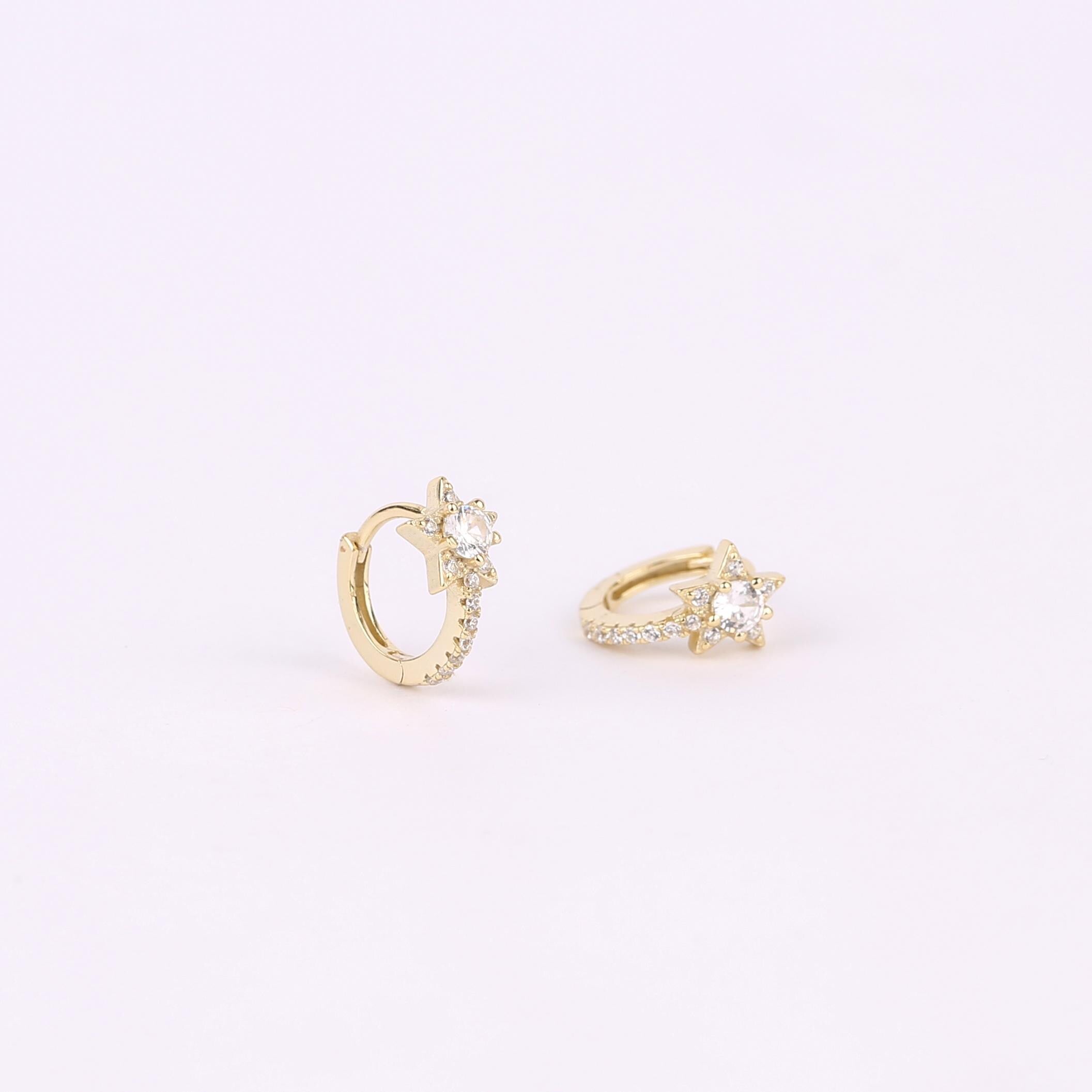 Star Huggie Hoop and Flat Back Stud Set