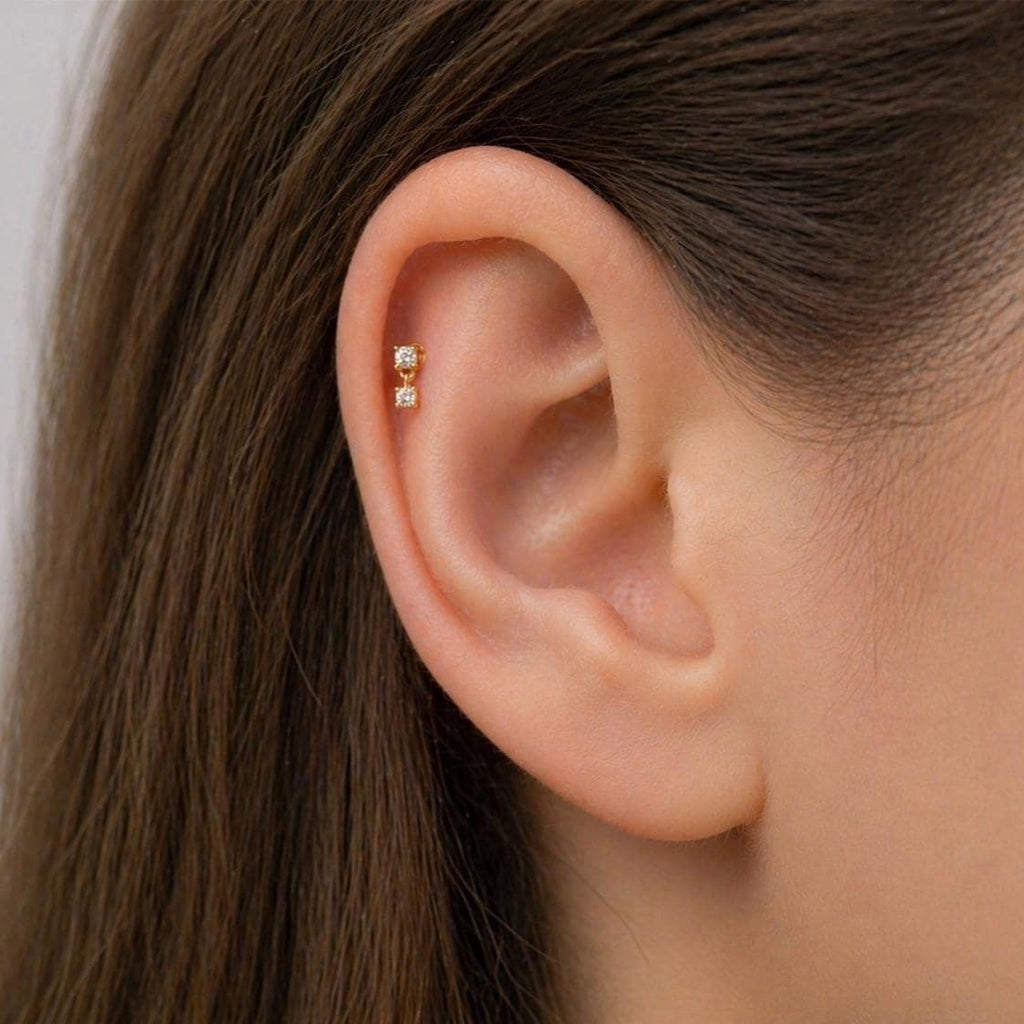 18G CZ Dangle Threadless Push Pin Labret Flat Back Stud
