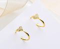 Pave Heart Hoop Stud Earrings