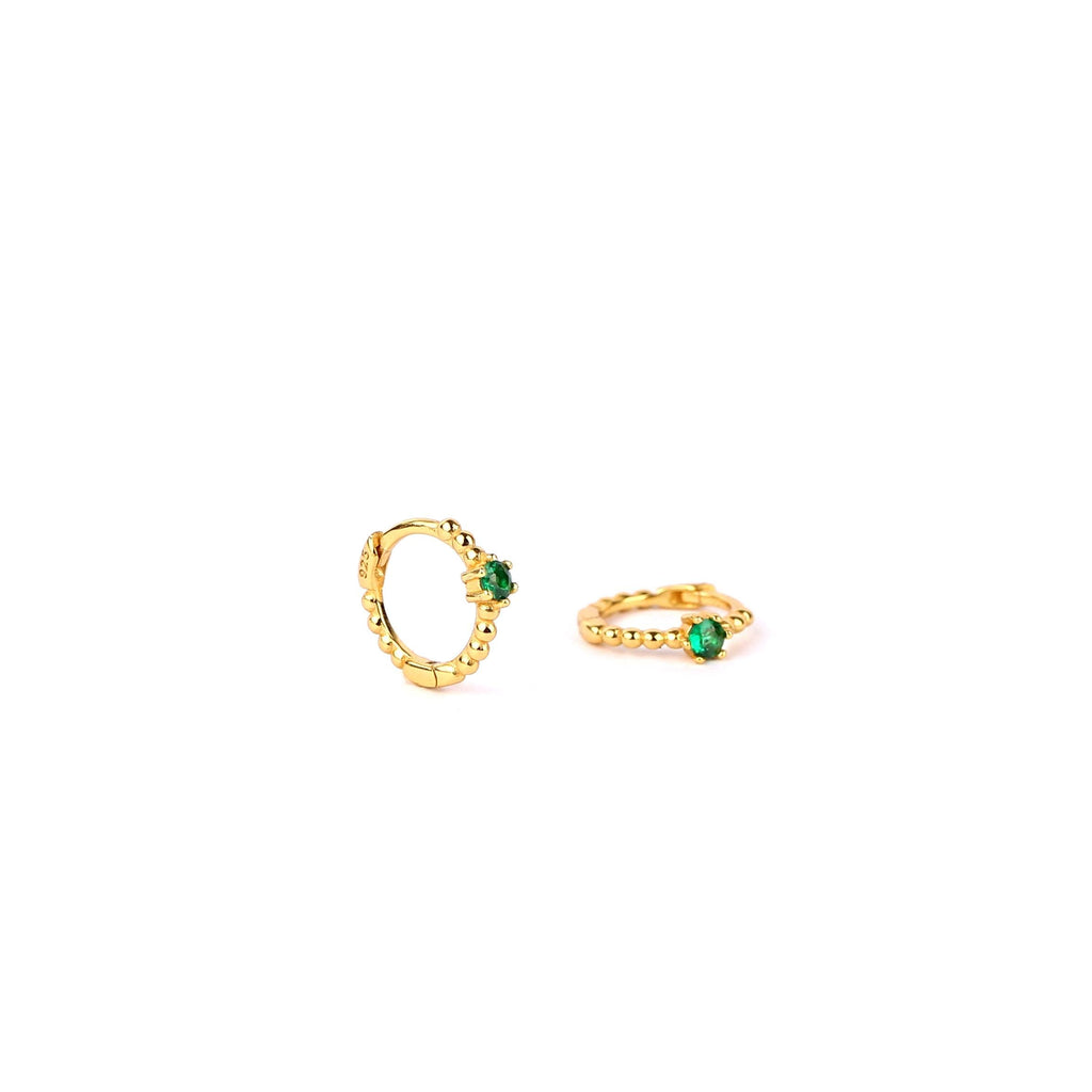 Emerald Huggie Hoop Earrings