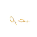 Lightning Bolt Huggie Drop Hoop Earrings